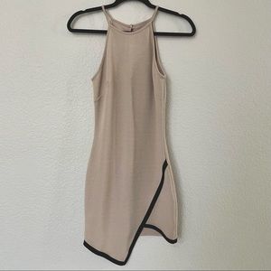 JRoberts Tan Geometric Dress